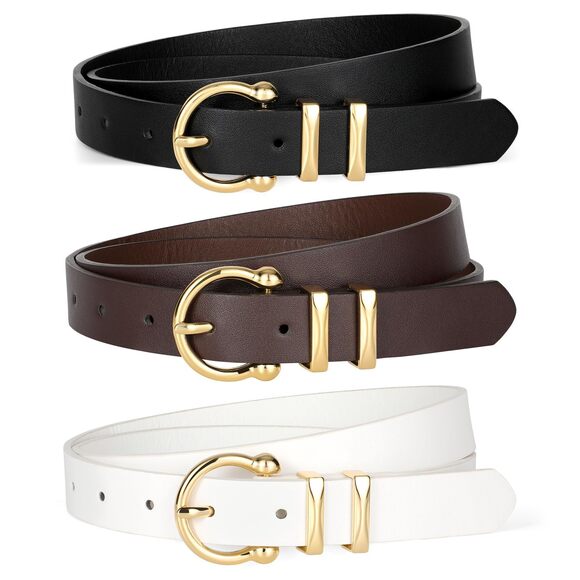 2634 3 Pack Women\'s Leather Belts For Jeans Dresses Ladies Belt Pants